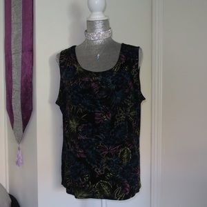 PLUS Tropical Floral Sleeveless Tank Top Black